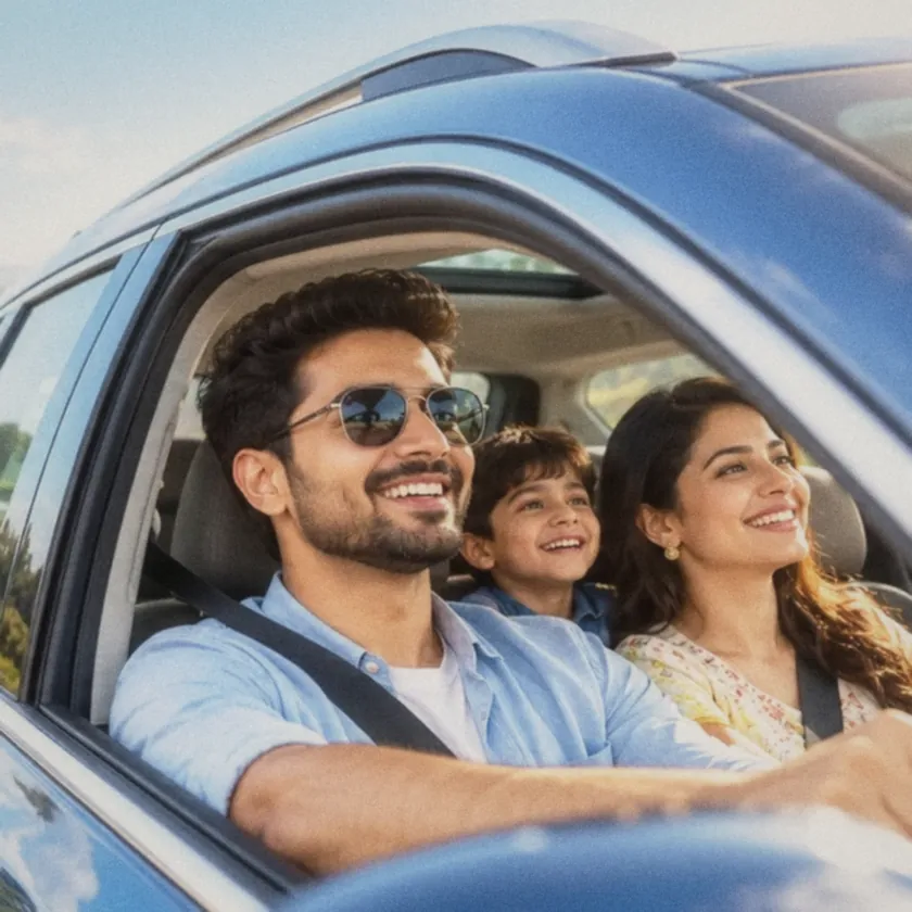 A family enjoying a drive