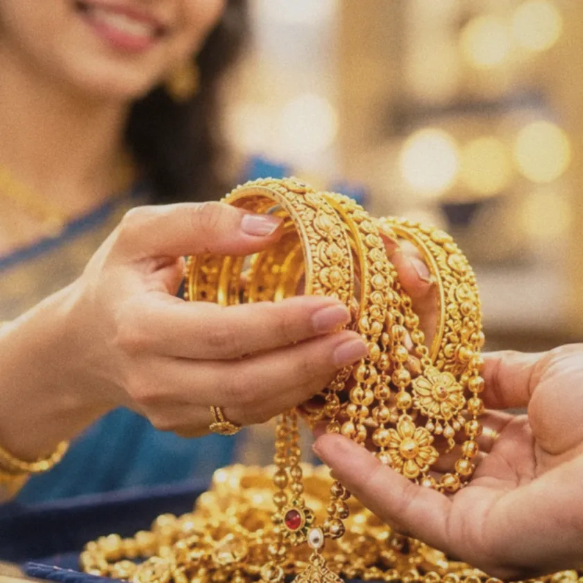 Gold jewellery being valued