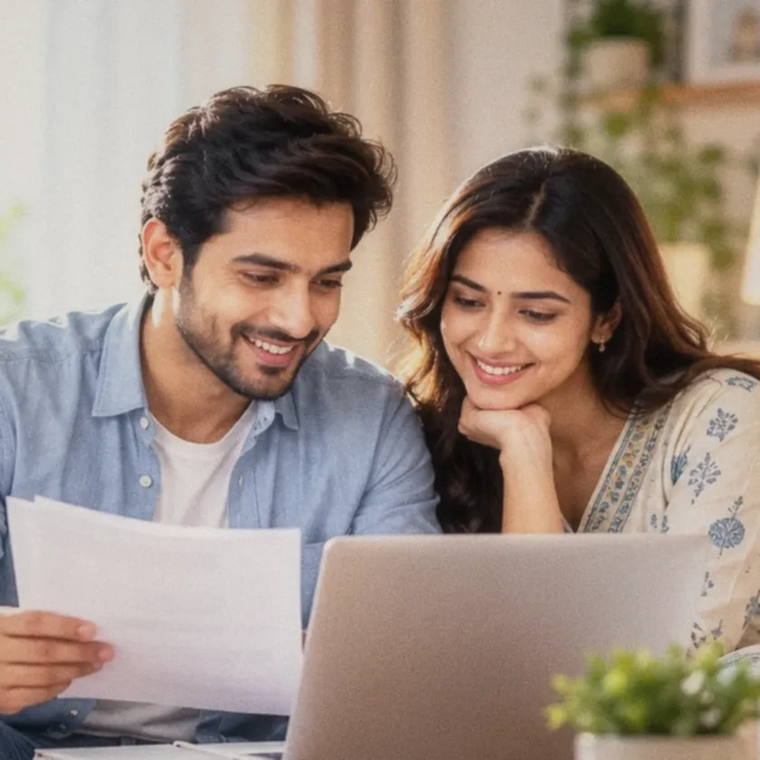 A couple planning their finances at home